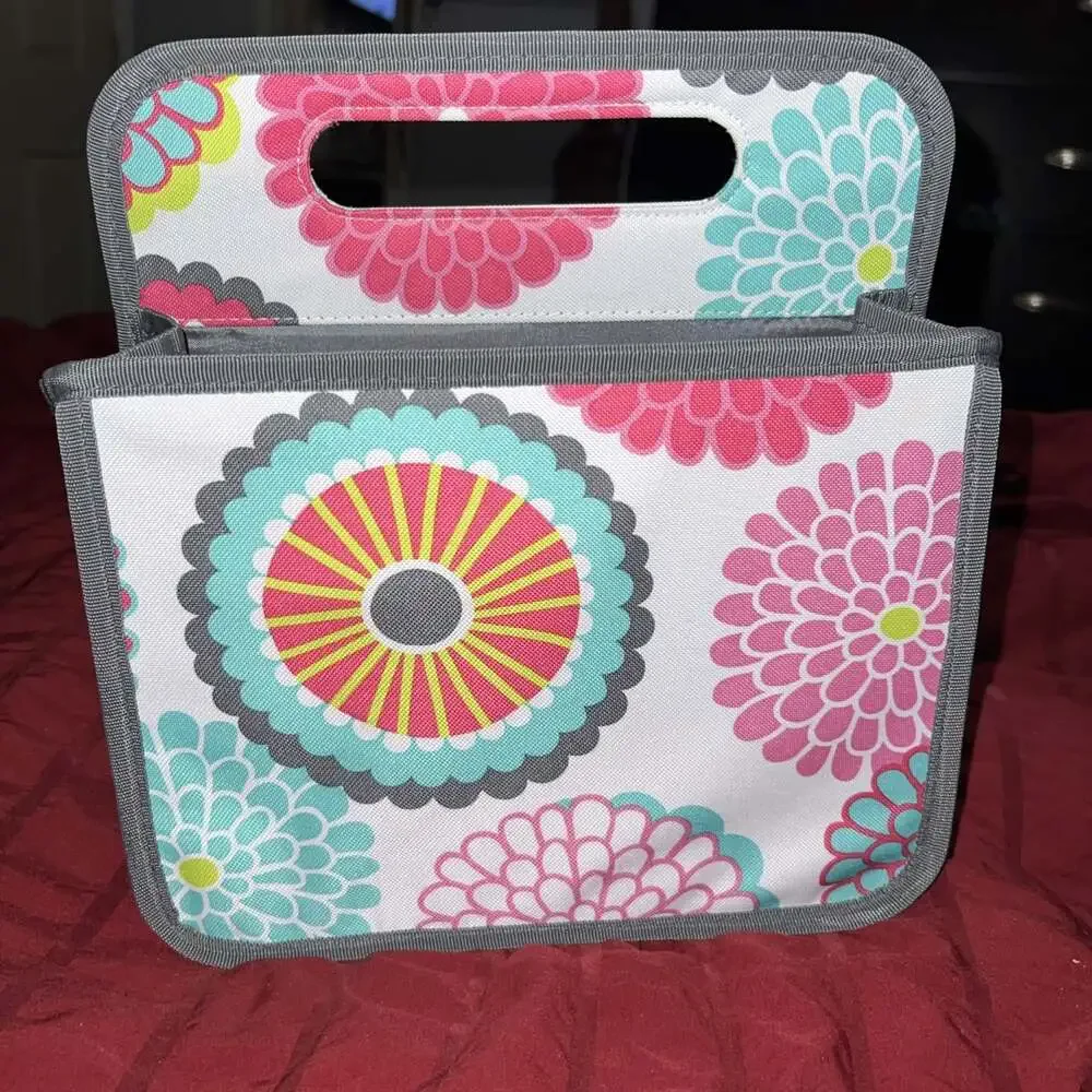 Thirty One Double Duty Caddy w/ Handle Vibrant Floral Print NEW